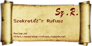 Szekretár Rufusz névjegykártya